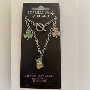 Expressions of Ireland Silver Plated Nickel Free Charm Bracelet 7”